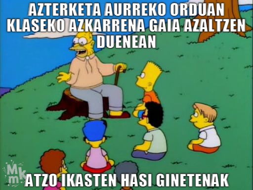 Azterketa penkatuko dugu